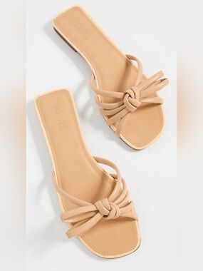 Schutz Blossom Flat Sandals Nude Knot Slide Size 8